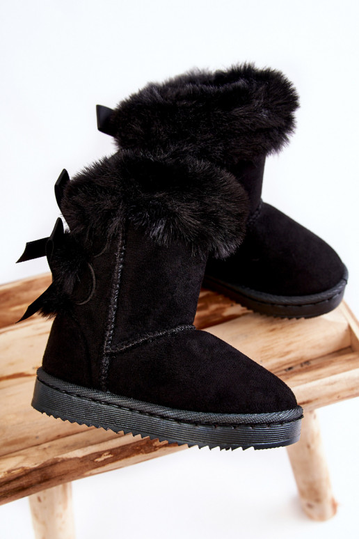 Chaussures chaudes pour enfants avec bottes de neige à rubans de couleur noire Funky Chaussures chaudes pour enfants avec bottes de neige à rubans de couleur noire Funky