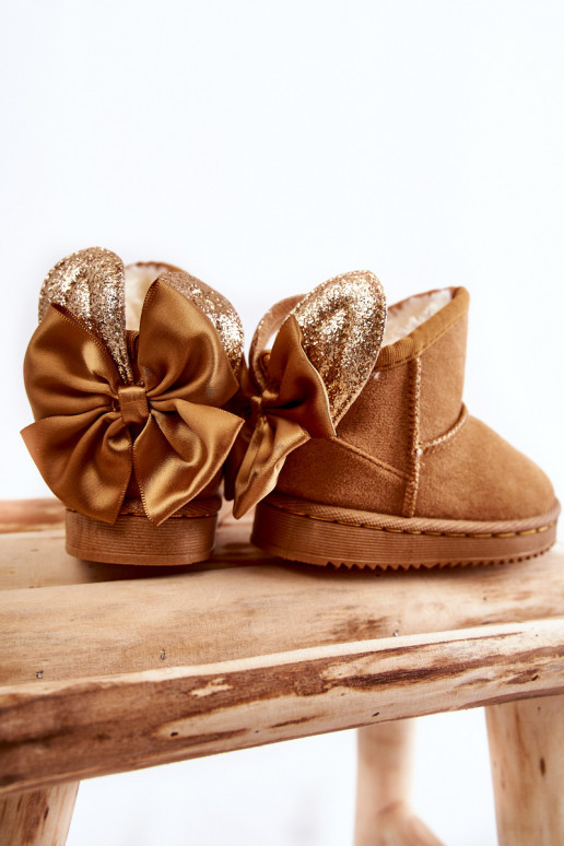 Bottes de neige chauffées pour enfants avec rubans de couleur marron Meriva