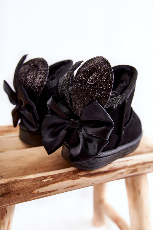 Bottes de neige chauffantes pour enfants avec rubans noires Meriva Bottes de neige chauffantes pour enfants avec rubans noires Meriva