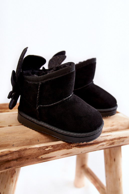 Bottes de neige chauffantes pour enfants avec rubans noires Meriva Bottes de neige chauffantes pour enfants avec rubans noires Meriva
