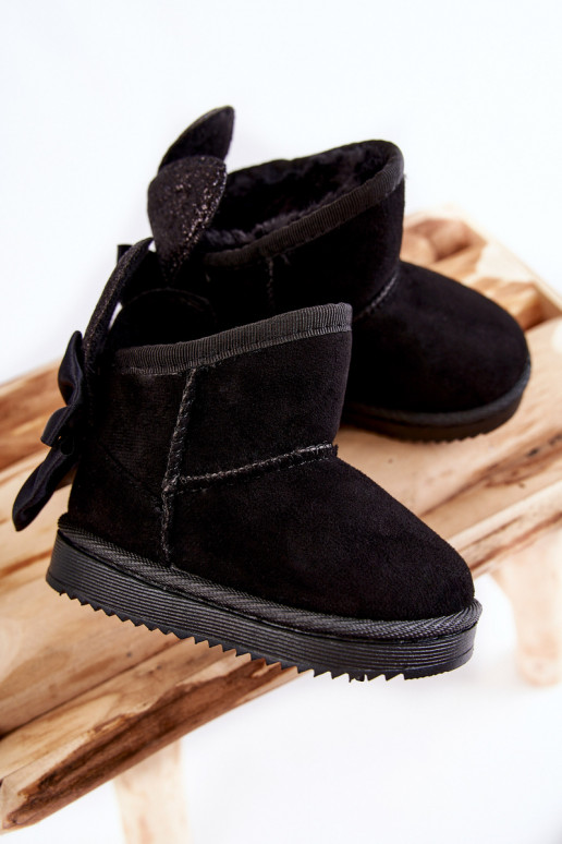 Bottes de neige chauffantes pour enfants avec rubans noires Meriva Bottes de neige chauffantes pour enfants avec rubans noires Meriva