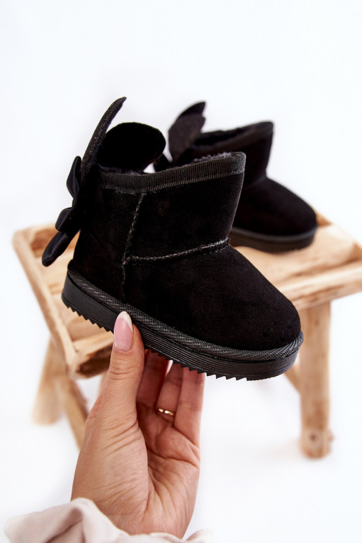 Bottes de neige chauffantes pour enfants avec rubans noires Meriva Bottes de neige chauffantes pour enfants avec rubans noires Meriva