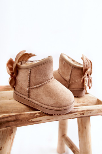 Bottes de neige chauffées pour enfants avec rubans beige Meriva
