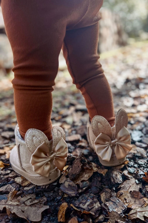 Bottes de neige chauffées pour enfants avec rubans beige Meriva