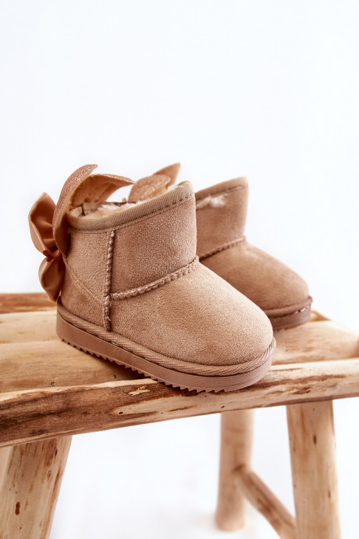 Bottes de neige chauffées pour enfants avec rubans beige Meriva