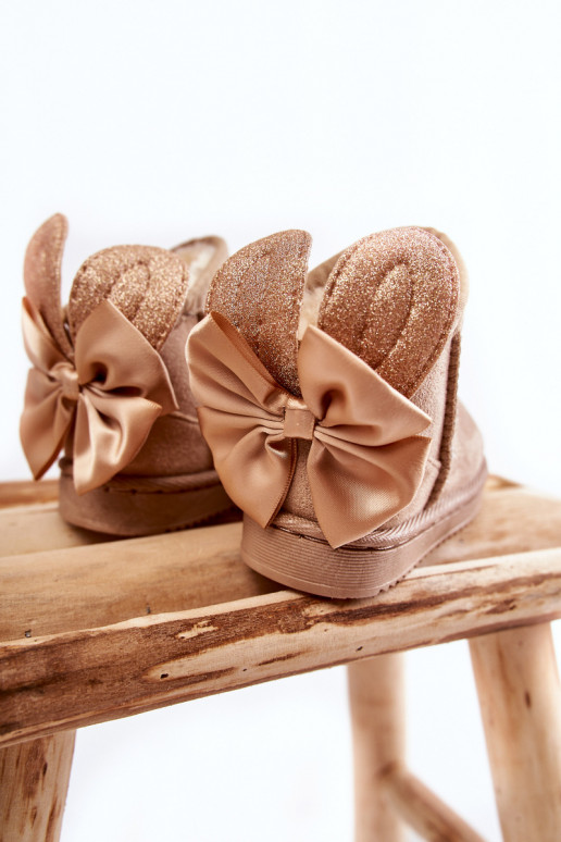 Bottes de neige chauffées pour enfants avec rubans beige Meriva