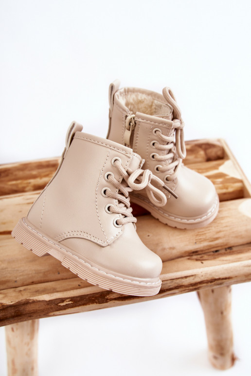 Bottes enfants avec fermetures éclair beige Omua
