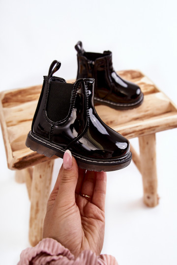 Bottes chauffantes enfant effet vernis, coloris noir Porky