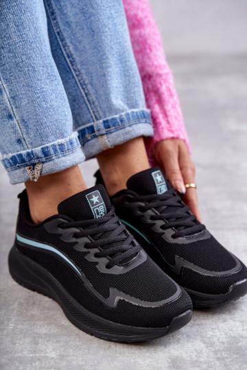 Chaussures de sport à la mode, baskets modèle chaussures couleur noire Ida