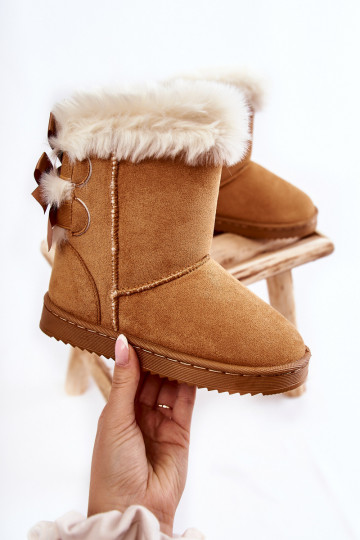 Chaussures chaudes pour enfants avec rubans bottes de neige beige Funky 2