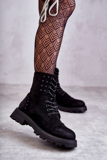 en daim Bottines avec rivets de couleur noire Palmira