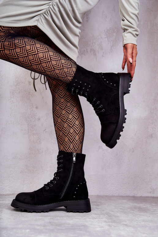 en daim Bottines avec rivets de couleur noire Palmira en daim Bottines avec rivets de couleur noire Palmira