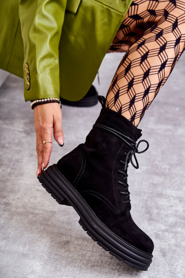 en daim Bottines à lanières de couleur noire Afra 2