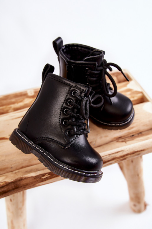 Bottes pour enfants avec fermetures éclair de couleur noire Omua