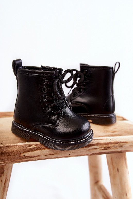 Bottes pour enfants avec fermetures éclair de couleur noire Omua