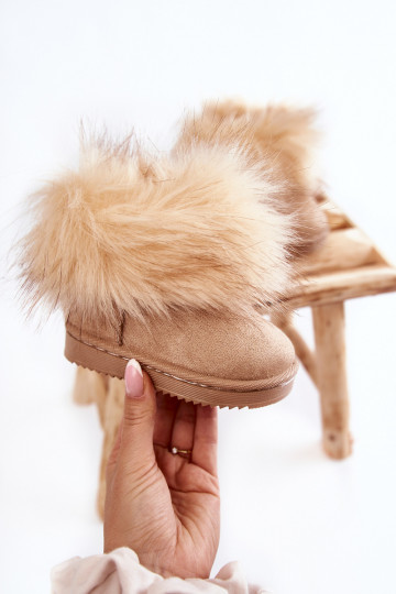 Bottes de neige pour enfants avec fourrure de couleur beige Ariana