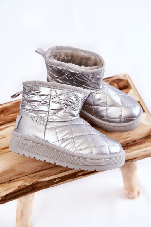 Bottes d'hiver chaudes pour enfants Big Star KK374241 couleur argent