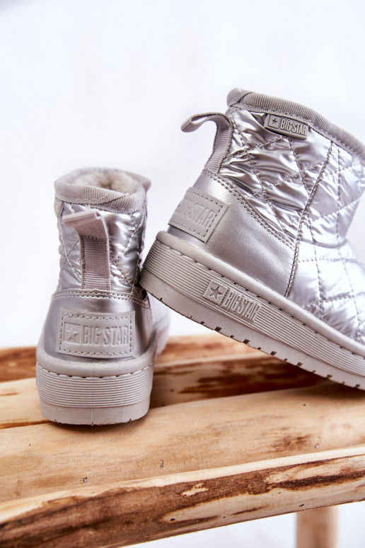 Bottes d'hiver chaudes pour enfants Big Star KK374241 couleur argent