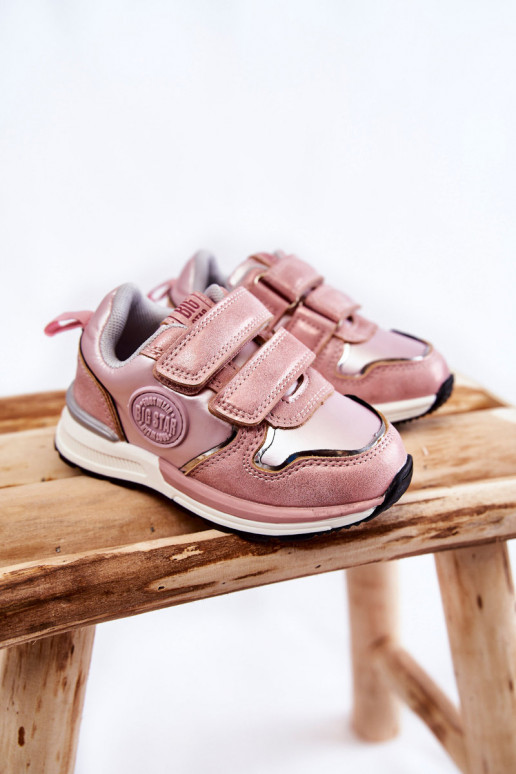 Chaussures de sport pour enfants avec attaches adhésives Memory Foam System Big Star KK374180 rose