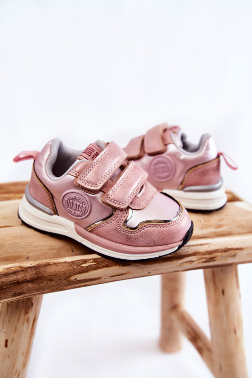 Chaussures de sport pour enfants avec attaches adhésives Memory Foam System Big Star KK374180 rose