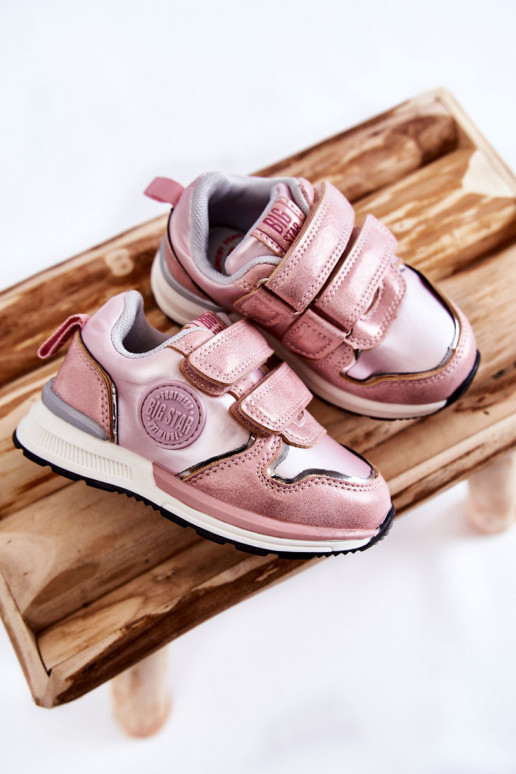 Chaussures de sport pour enfants avec attaches adhésives Memory Foam System Big Star KK374180 rose