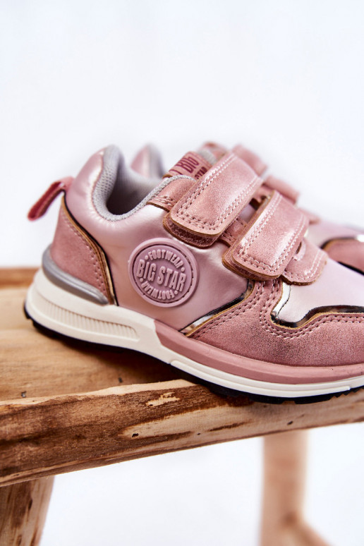 Chaussures de sport pour enfants avec attaches adhésives Memory Foam System Big Star KK374180 rose