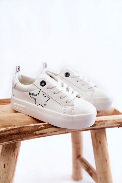 Chaussures de sport pour enfants à lacets Big Star KK374222 couleur blanche