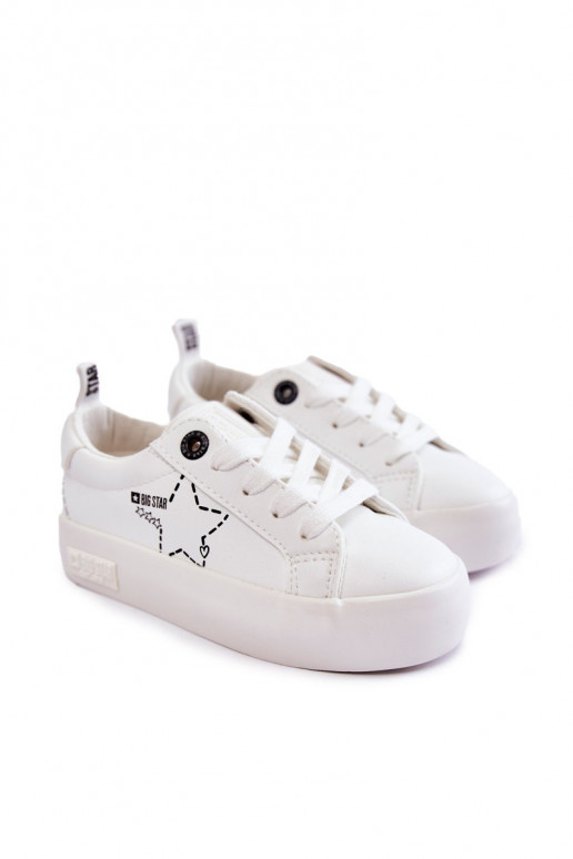 Chaussures de sport pour enfants à lacets Big Star KK374222 couleur blanche