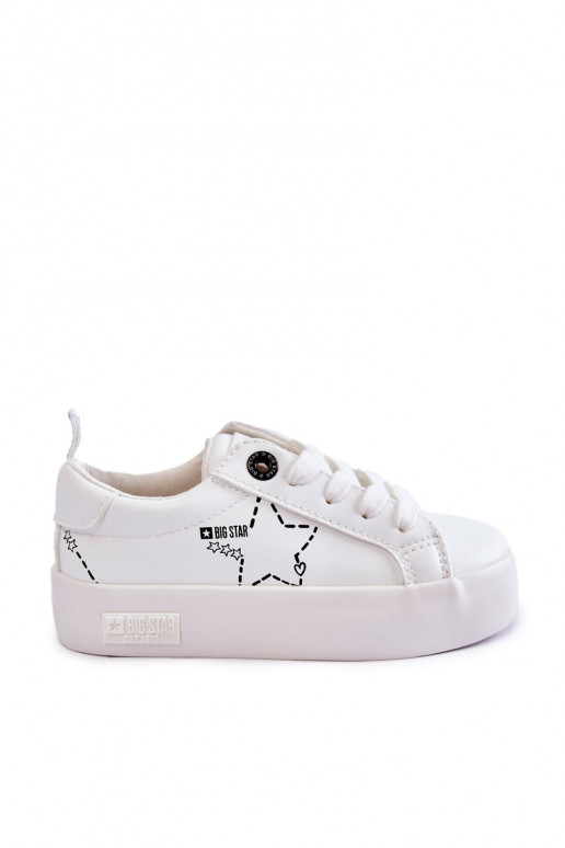 Chaussures de sport pour enfants à lacets Big Star KK374222 couleur blanche