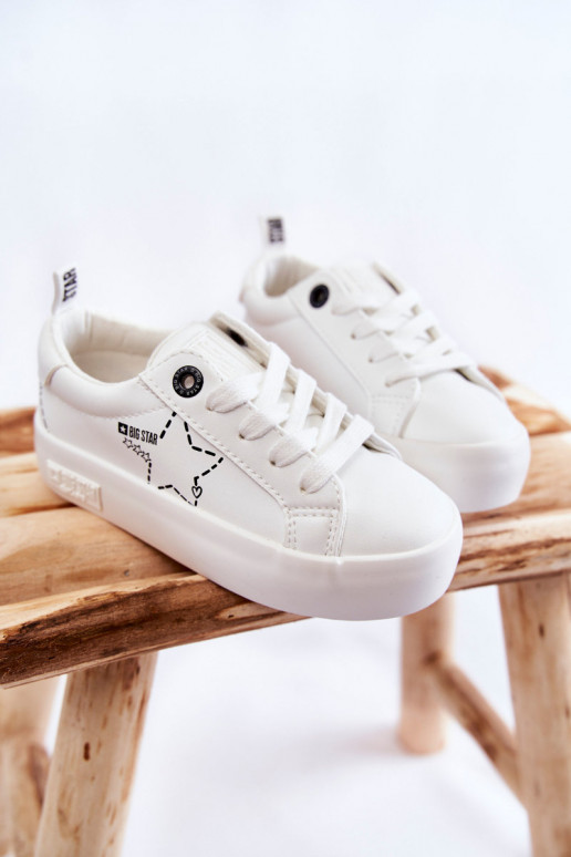 Chaussures de sport pour enfants à lacets Big Star KK374222 couleur blanche