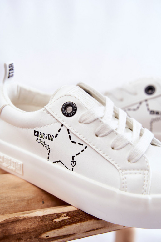 Chaussures de sport pour enfants à lacets Big Star KK374222 couleur blanche