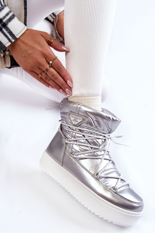 bottes de neige à lacets en argent Carrios bottes de neige à lacets en argent Carrios