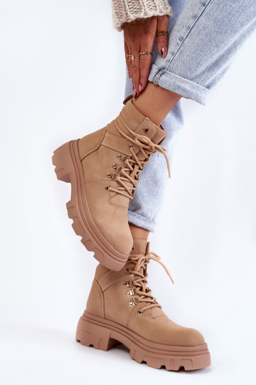 Bottines chauffantes à lacets beige Merisha 2