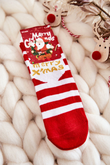 Chaussettes de Noël pour enfants à rayures Cosas Couleur blanc-rouge