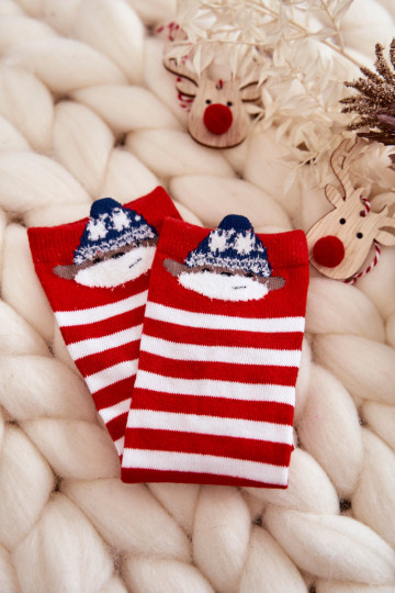 Chaussettes à rayures Coloris blanc-rouge