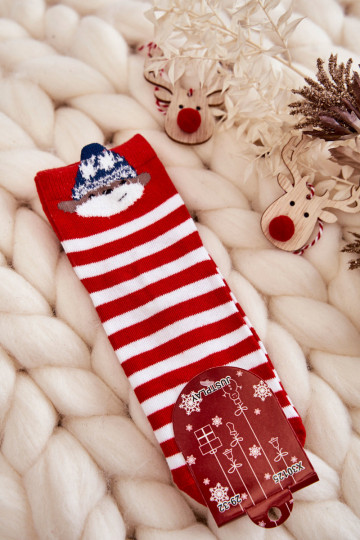 Chaussettes à rayures Coloris blanc-rouge 2