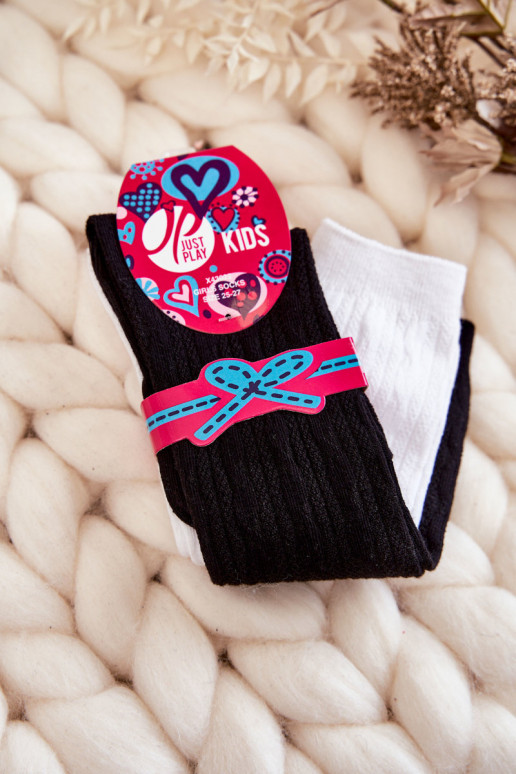 Chaussettes longues jeunes jusqu'aux genoux 2 pcs. Couleurs noir et blanc Chaussettes longues jeunes jusqu'aux genoux 2 pcs. Couleurs noir et blanc