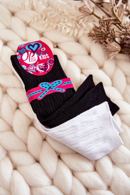 Chaussettes longues jeunes jusqu'aux genoux 2 pcs. Couleurs noir et blanc