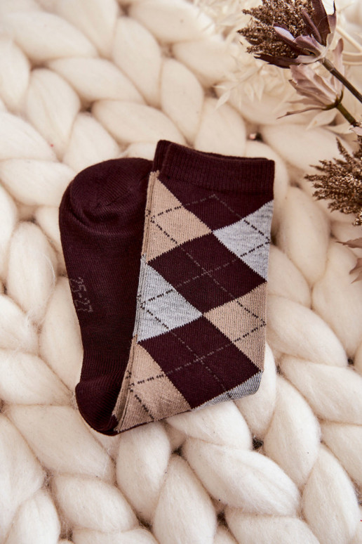 Chaussettes longues à carreaux 5 pcs. Couleurs différentes