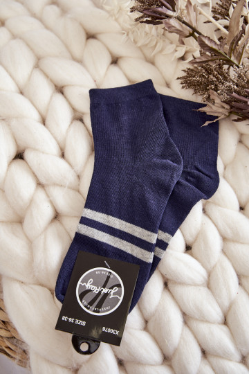 Chaussettes en coton bleu foncé 2