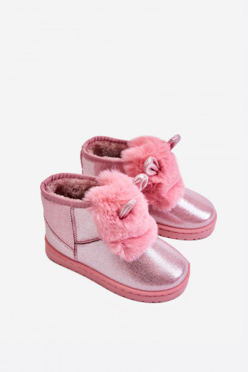 Bottes de neige pour enfants réchauffées avec fourrure à l'intérieur avec oreilles rose Betty 2