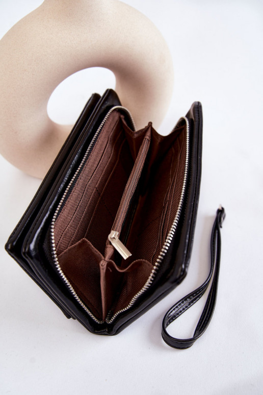 Grand portefeuille en cuir pour femme de couleur noir Shiness