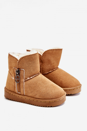 Bottes de neige pour enfants de couleur marron Catellie, réchauffées avec un modèle résistant