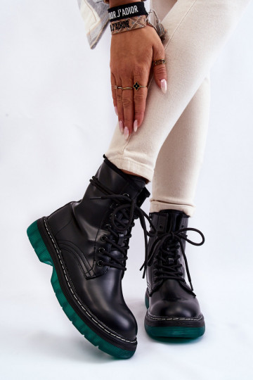 Noir Trinah Bottes à lacets à plateforme vertes femme