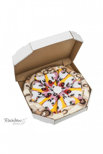 Chaussettes colorées dans une boîte Pizza 4 paires