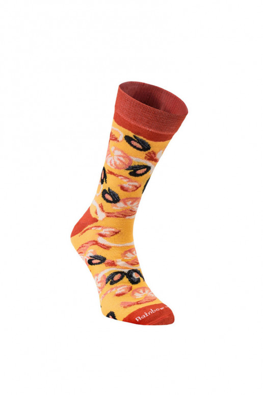 Chaussettes colorées dans une boîte Pizza 4 paires Chaussettes colorées dans une boîte Pizza 4 paires