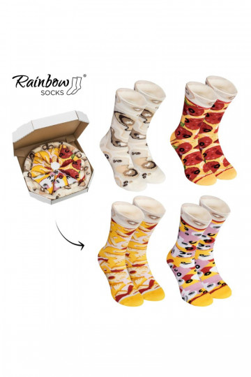 Chaussettes colorées dans une boîte Pizza 4 paires 2