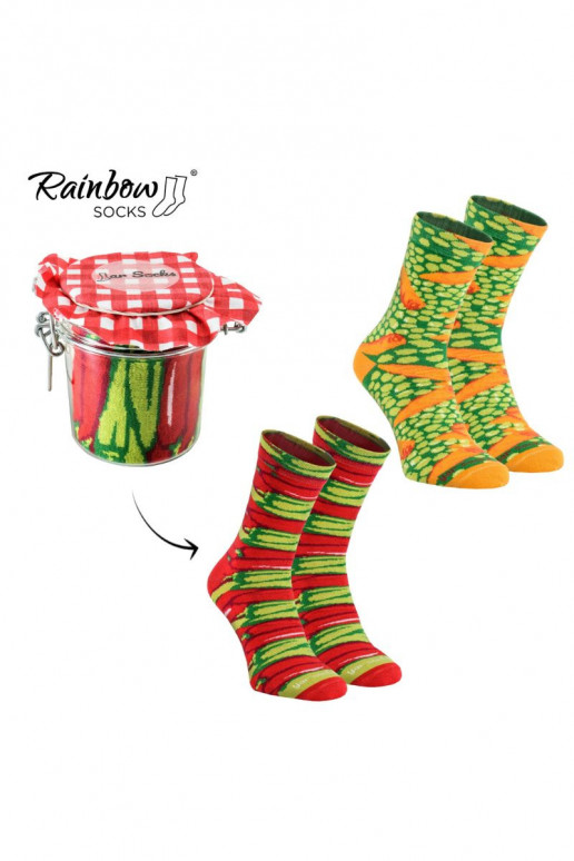 2 paires de chaussettes colorées dans une boîte