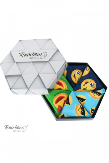 3 paires de chaussettes colorées dans une boîte