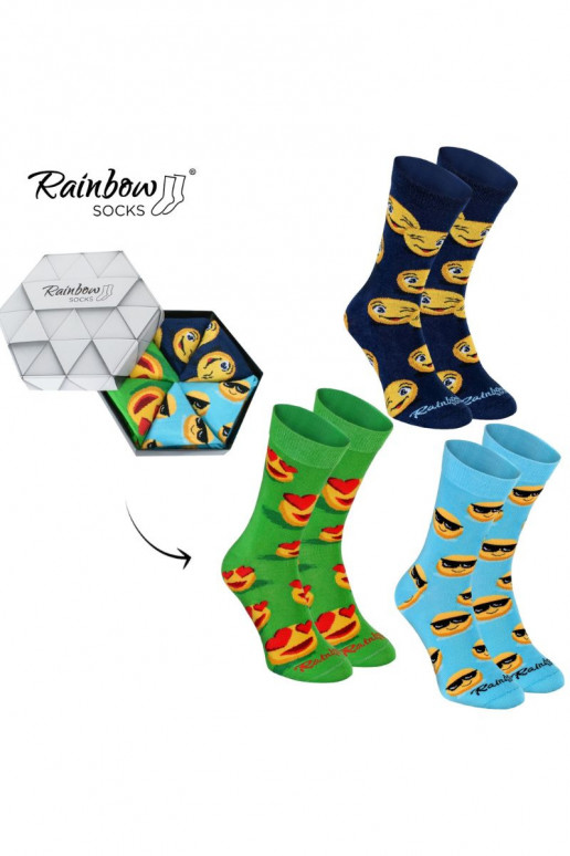 3 paires de chaussettes colorées dans une boîte